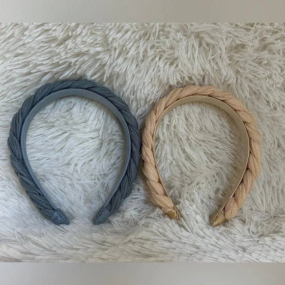 Padded Braid Headband Beigeand Grey  Skinny Braid Headband - Picture 3 of 3